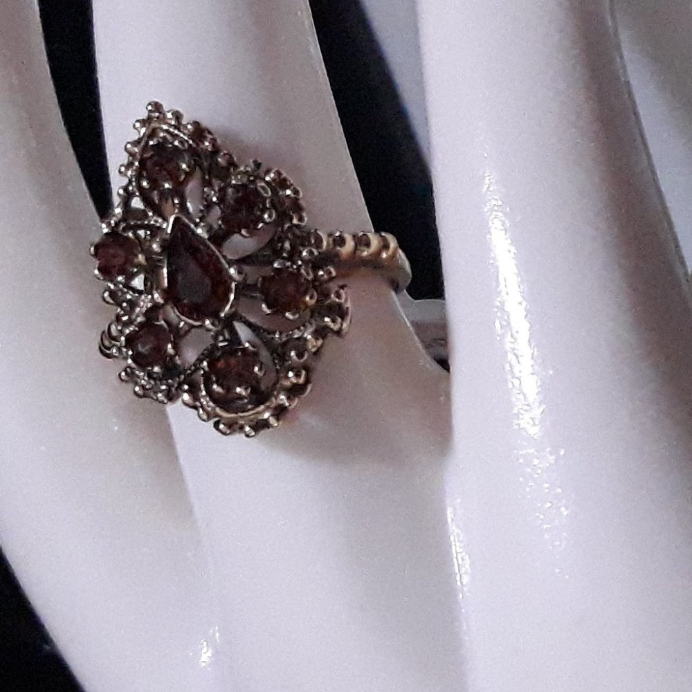 Cocktail Cluster Vintage Ring size 6 Lavender Cz 14kt Heavy Gold Electroplated